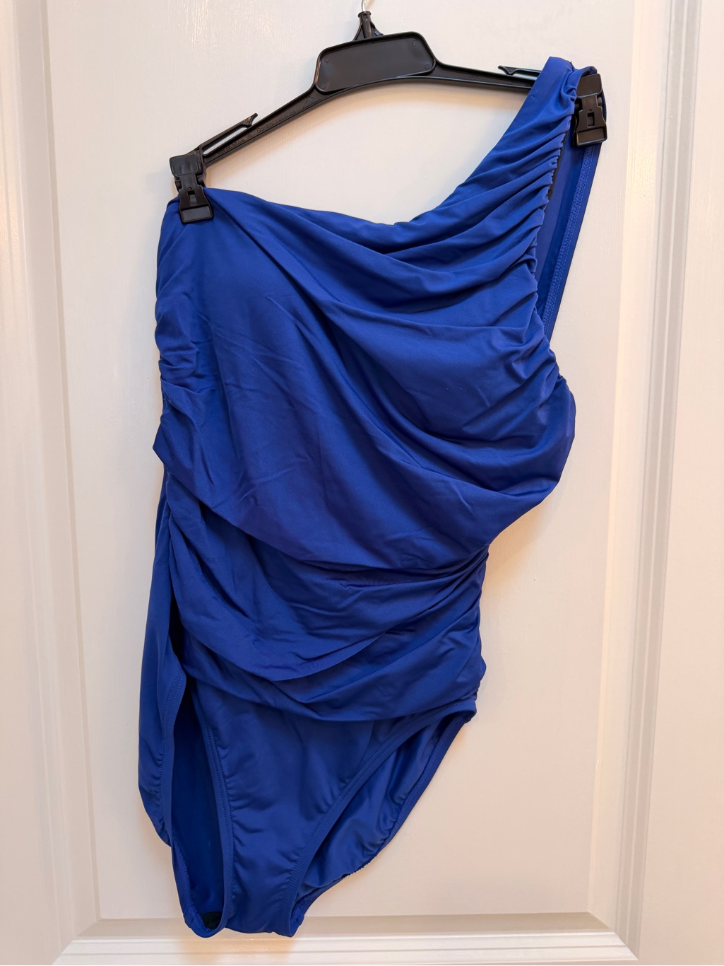 La Blanca Royal Blue One-Shoulder Ruched One-Piece Swimsuit- Mastectomy Friendly